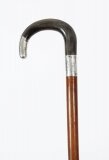 Antique Walking Cane Stick Rhinoceros Horn & Silver Mounts 1893 19th C