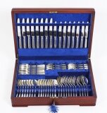 Vintage Canteen x 8 60 Piece Sterling Silver Cutlery Set Mappin & Webb 20thC