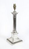 Antique George V Sterling Silver Corinthian Column Table Lamp Hallmarked 1928
