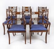 Vintage Set 8 Regency Revival Bar back Dining Chairs 20th Century