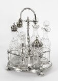 Antique Victorian Silver Plated 6 Bottle Cruet Set Circa 1880