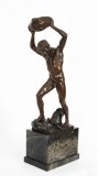 Antique 79cm Art Deco Bronze Greek Warrior Otto Schmidt Hofer Circa 1920