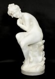 Antique Italian Alabaster Sculpture of a Naked Maiden 19th Century