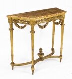 Antique Louis XV Revival Carved Giltwood Console Pier Table 19th C