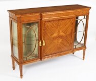 Antique Victorian Satinwood Breakfront Display Cabinet 19th C