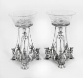 Antique Pair of English Silver Plate Camel Compotes 19th C