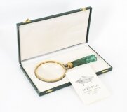 Vintage Silver Gilt & Malachite Magnifying Glass Mid 20th Century
