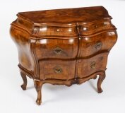 Antique Italian Venetian Walnut Bombe Commode Chest Mid 20th Century