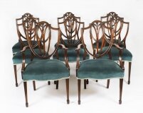 Antique Set 8 Hepplewhite Mahogany Dining Chairs 19th Century