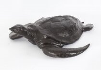 Vintage Life Size Bronze Turtle Sculpture Fountain 20th Century