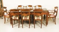 Bespoke Handmade Burr Walnut & Marquetry Dining Table & 8 Chairs