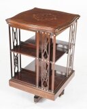 Antique Victorian Marquetry Inlaid Revolving Bookcase 19th C