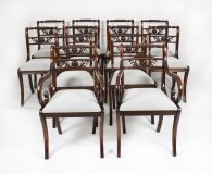 Vintage Set 12 English Regency Revival Rope Back Dining Chairs 20th C
