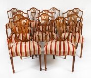 Vintage Set 12 Hepplewhite Shield Back Dining Chairs by William Tillman 20th C