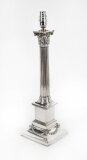 Antique Victorian Silver Plated Corinthian Column Table Lamp 19th C