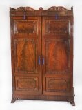 Antique Regency Flame Mahogany Two Door Wardrobe 19th C