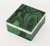 Antique Art Deco Sterling Silver Mounted Malachite Casket 1925