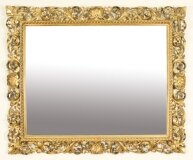 Antique Italian Giltwood Florentine Overmantle Mirror 19th Century 86x102cm