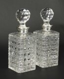 Vintage Pair of Cut Crystal Glass Liqueur Decanters Asprey & Co Ltd 20th C