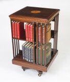 Antique Edwardian Revolving Bookcase Flame Mahogany 