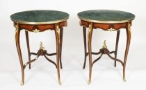Pair Louis Revival Green Marble Topped Occasional Tables 20th C