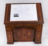Antique Victorian Inlaid Mahogany Architects Desk by Edwards & Roberts 19th C