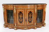 Antique Large Ormolu Mounted Walnut & Marquetry Serpentine Credenza 19th C