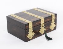 Antique Figured Coromandel Brass Box Casket 19th Century