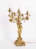 Antique Monumental French Ormolu Cherub Table Lamp 
