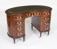 Antique Victorian Mahogany Inlaid Kidney Desk C1880 19th C
