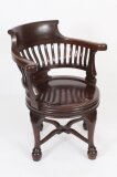 Antique Victorian Walnut Revolving Desk Chair 19th C
