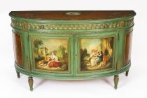 Antique French Painted Demi Lune Cabinet Commode 20th C