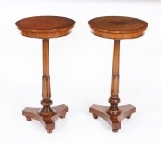 Vintage Pair William IV Revival Burr Walnut Occasional Tables 20th century
