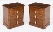 Bespoke Pair of Burr Walnut Bedside Chests Cabinets Made To Order