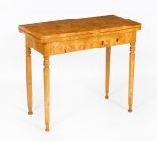 Antique Biedermeier Maserbirch Card Console Table Circa 1830 19th C