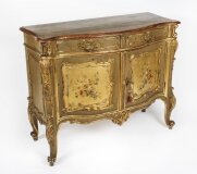 Antique Italian Painted Parcel Gilt Serpentine Cabinet Commode 19th C
