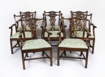 Vintage Set of 8 Chippendale Revival Arm Chairs 20th Century