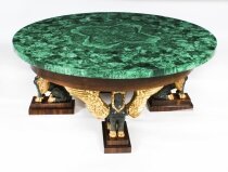 Vintage Malachite and Walnut Patinated Bronze Coffee Table Mid 20th C