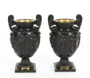 Antique Pair French Grand Tour Neo Classical Bronze Urns 19th C