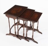 Antique Victorian Inlaid Nest of 3 Tables 19th C