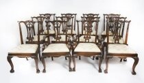 Vintage Set of 12 Mahogany Chippendale Dining Chairs Mid 20th Century