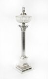 Antique Victorian Silver Plated Corinthian Column Table Lamp 19th C