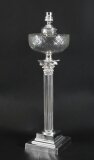 Antique Large Victorian Silver Plated Corinthian Column Table Lamp 19th C