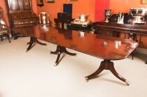 Antique 12ft Regency Mahogany Triple Pillar Dining Table c1780 18th C
