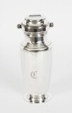 Antique Art Deco Silver Plated Cocktail Shaker With Rolling Mixer Recipes C1920