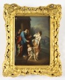Antique Porcelain Plaque in Gilded Frame of Abraham19th C