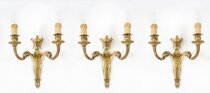 Antique Set of 3 Ormolu Wall Lights Appliques Circa 1900