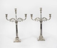 Antique Victorian Pair Three Light Candelabra by Elkington Dated 1886 19th C