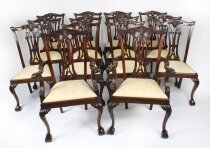 Antique Set of 14 Chippendale Revival Dining Chairs 20th Century