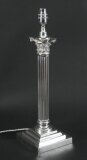 Antique Silver Plated Corinthian Column Table Lamp Victorian19th C